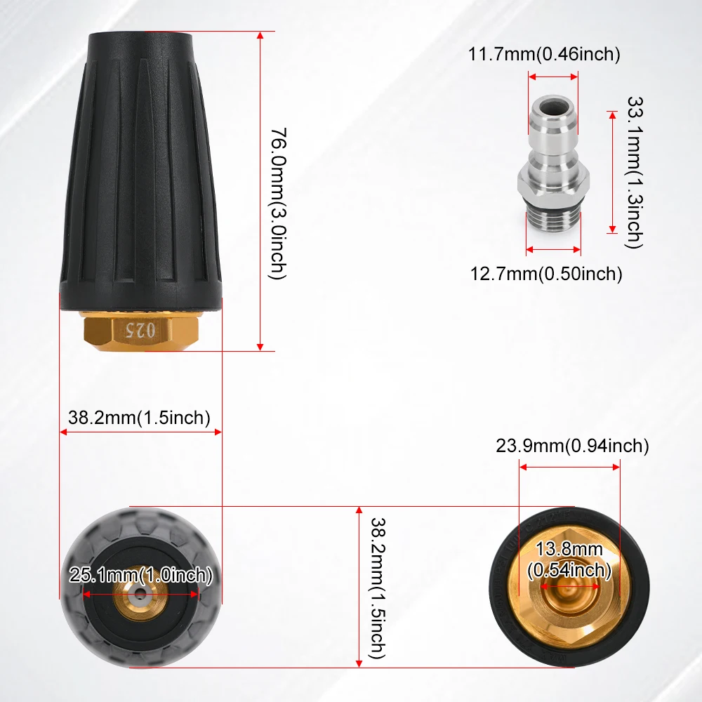 Турбонасадка для мойки высокого давления 360° ° Вращающийся с быстрым разъемом 1/4