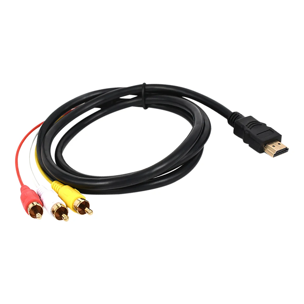 Фото Черный HDMI-совместимый кабель 3RCA AV-кабель HD Аудио-видео провод 3RCA Красный Желтый Белый Линия для телеприставки ТВ Видеокабель №3