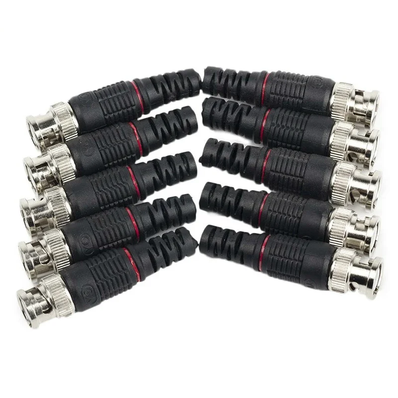 

10pcs BNC Male Plug Pin Solderless Straight Angle Video Adapter BNC Connector for CCTV Surveillance Camera Security System