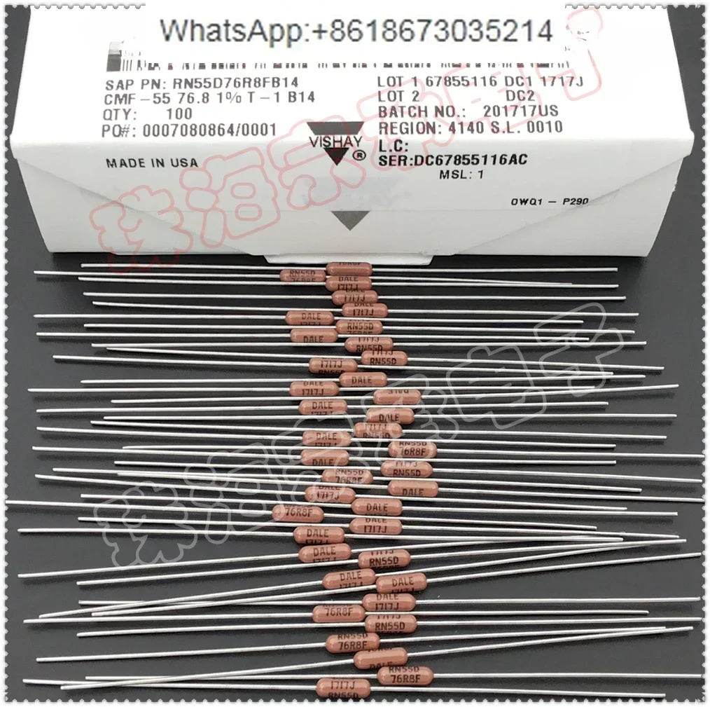 100 шт. 76.8R RN55D 1/4 Вт 76 8 Ом 0 25 металлопленочный резистор