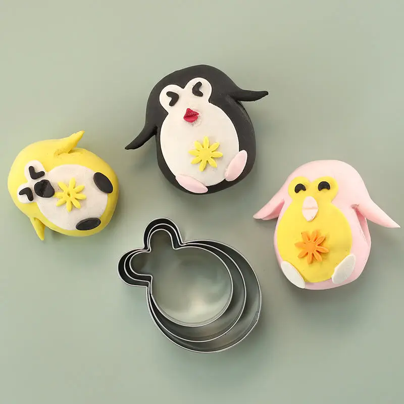 

Форма для печенья из нержавеющей стали, мультяшный Пингвин, живот, набор из 3 предметов, инструменты для резки овощей и фруктов, форма для вып...
