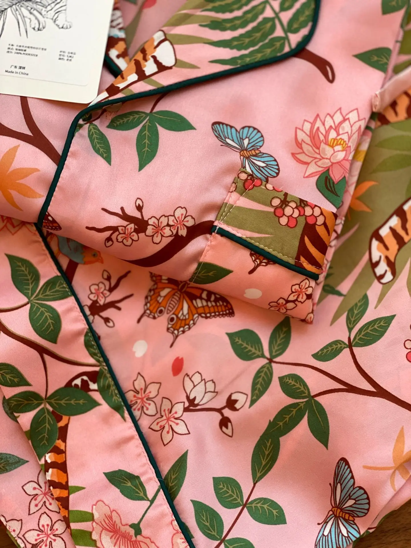 Cute Print Women Pajamas Sets Autumn Long Sleeve Silk Sleepwear Pink Pijama Mujer Female Nightsuit Satin Home Clothes