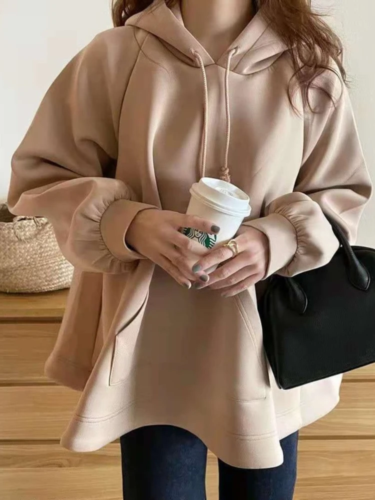 Толстовки женские топы Модный весенне-осенний пуловер с капюшоном свободный