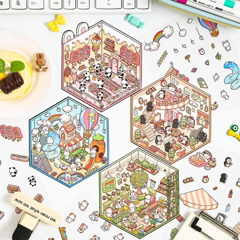 Наклейки сцены дома наклейки для забавной комнаты с героями мультфильмов милые