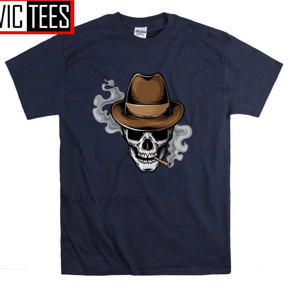 

New Skull With Hat T Shirts Men Funny Skeleton Smoking Cigar Printed Tees Camping Sometimes Nature You Need Man T Shirts