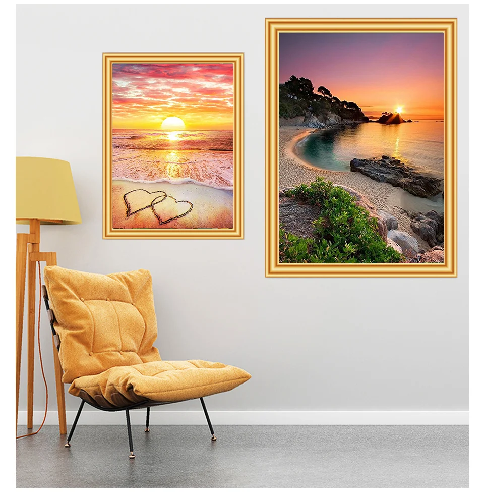 Набор для алмазной вышивки 5D сделай сам картина с пейзажем закатом морским