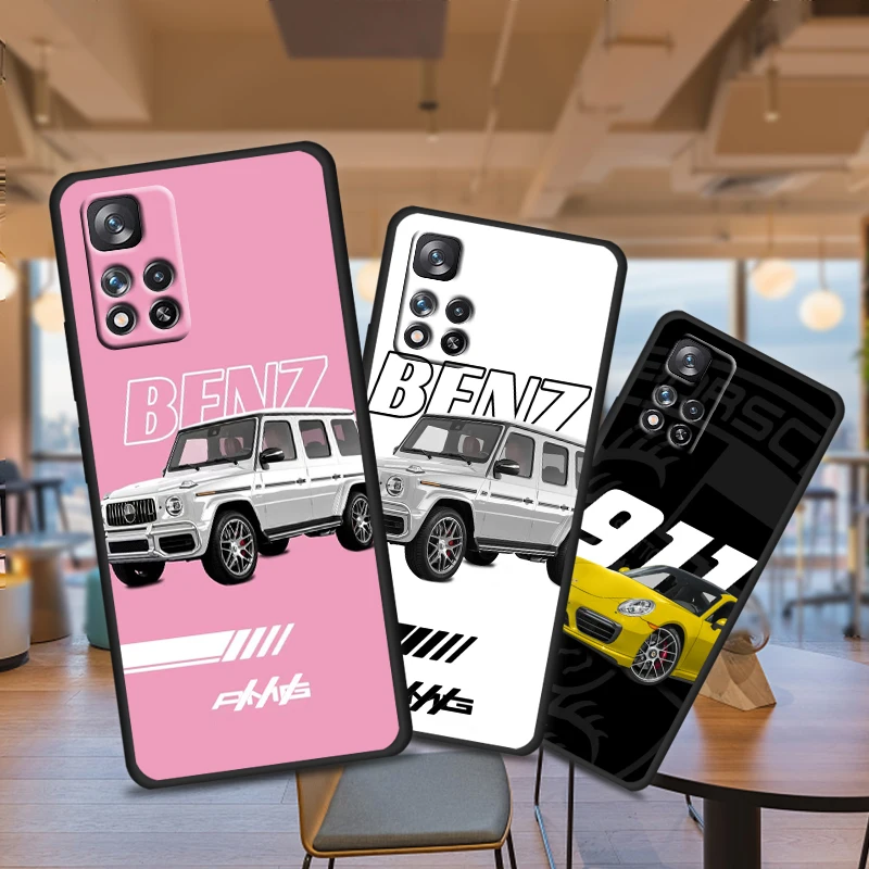 

Sports Cars for Xiaomi Redmi Note 11 10 11T 10S 9 9S 8 7 5G 4G Soft Black Phone Case Fundas Coque Capa Cover