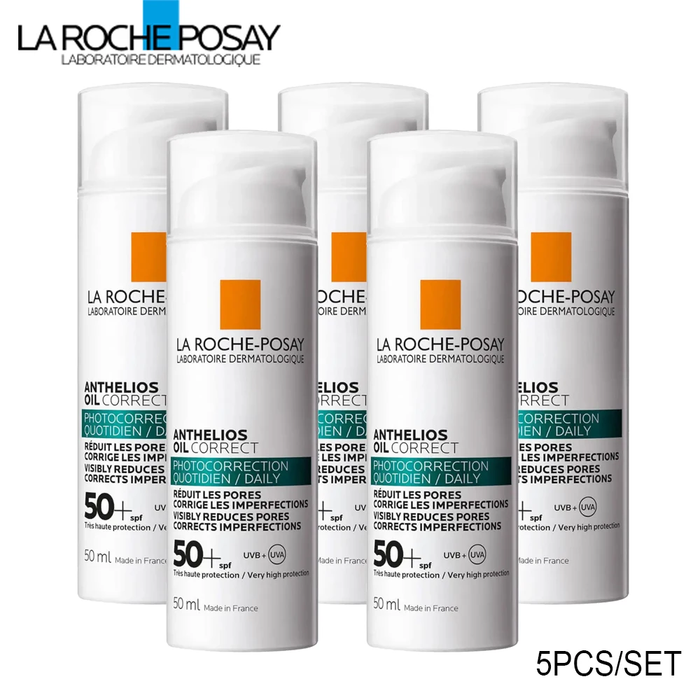 

5PCS La Roche Posay Anthelios Oil Correct UVB+UVA SPF50+ Sunscreen 50ml Improve Pores Brightens Skin Tone Defect Reduction Care