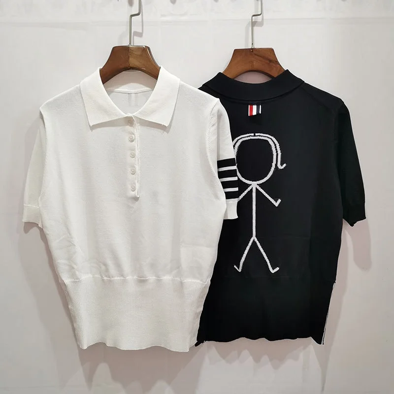 

Женская трикотажная рубашка-поло с отложным воротником и коротким рукавом