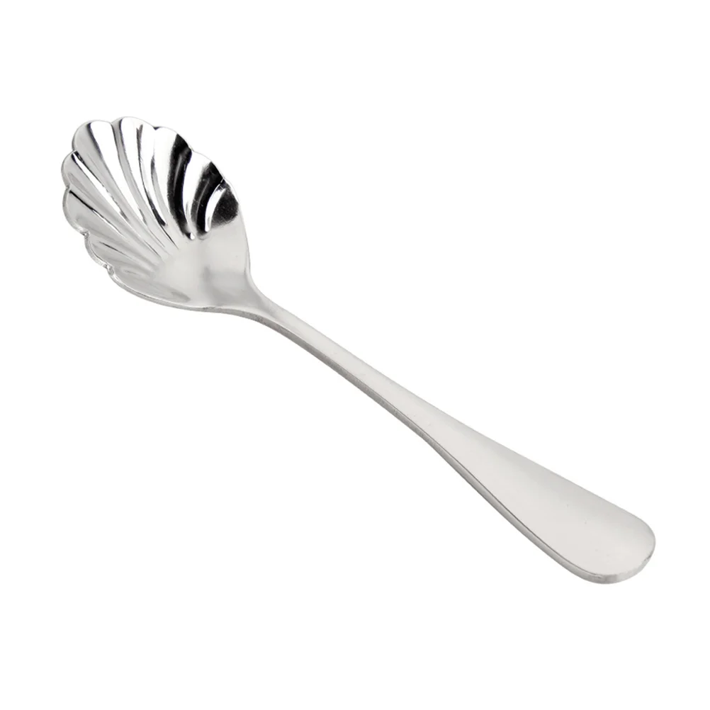 

Spoon Spoons Shell Stainless Steel Dessert Coffee Shaped Ice Espresso Cream Tea Sugar Dinner Jelly Silver Silverware Yogurt