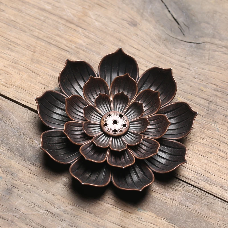 

Incense Burner Reflux Stick Incense Holder Home Buddhism Decoration Coil Censer With Lotus Flower Shape Bronze / Copper Zen Budd