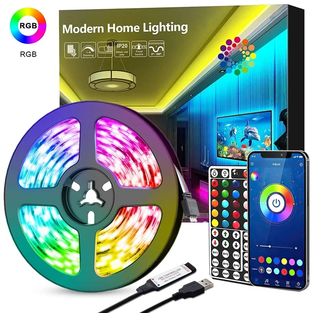 Led Strip Light RGB 5050 44Key Remote Control Festival Lighting For Decorationg Living Room Bluetooth Smart Atmosphere Wall Lamp 1