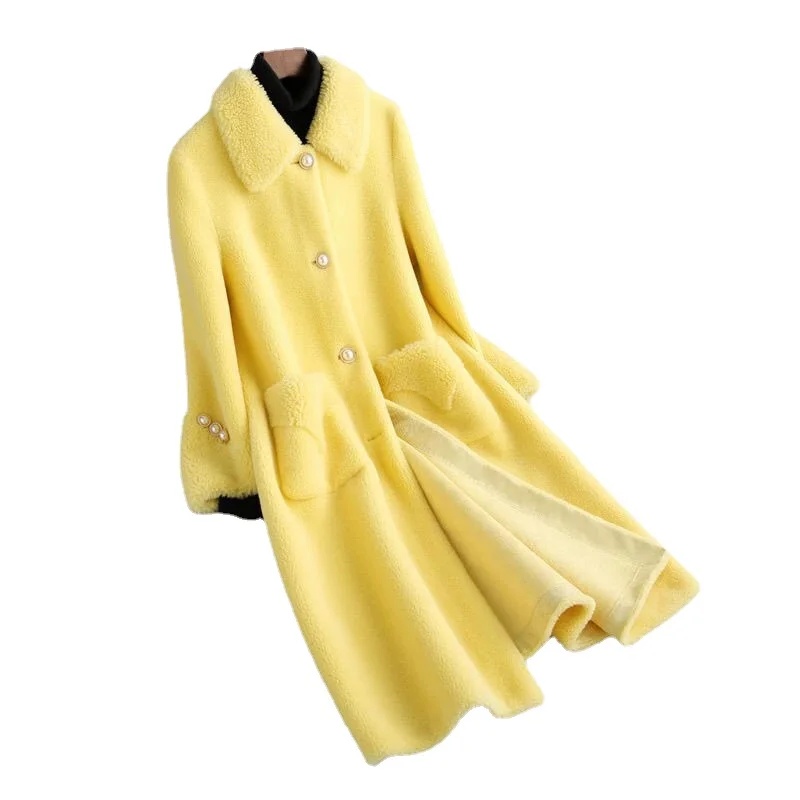 Winter Fur Coat Female 2023 Long Sheep Shearling Jackets Women Wool Casual Coats Single Breasted Jaqueta Feminina X839