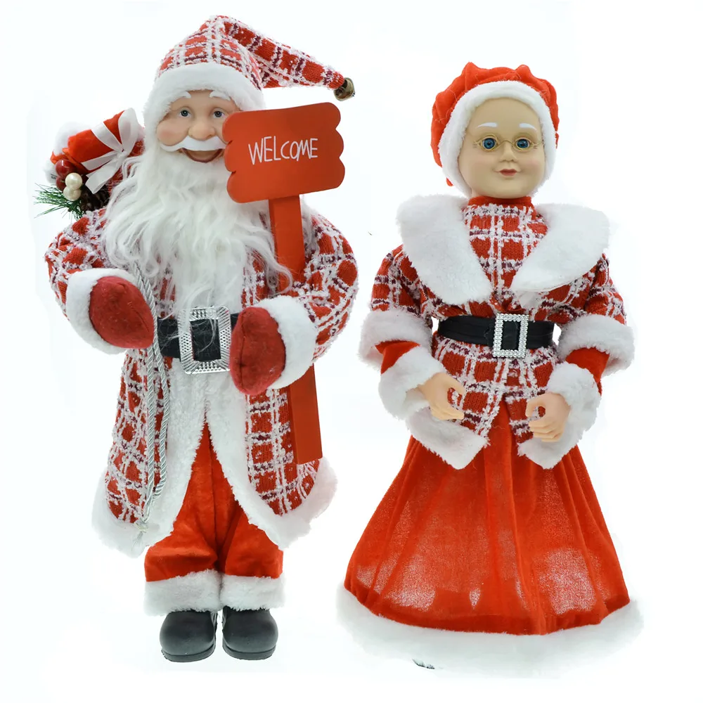 

30/45cm Christmas Decorations Santa Claus Dolls Standing Xmas Figurine Holiday Decoration Ornaments Layout Window Home Decor