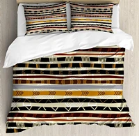 abstract duvet cover set ethnic style geometric forms with striped pattern on bold earth tones print decorative 3 piece bedding