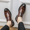 Men's Brogue casual leather shoes lace up business formal party pointed small leather shoes party men's shoes Office shoes 1