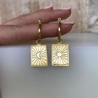 creative retro gold color classic rectangle sun and moon lady earrings party travel couples send each other wedding gift jewelry