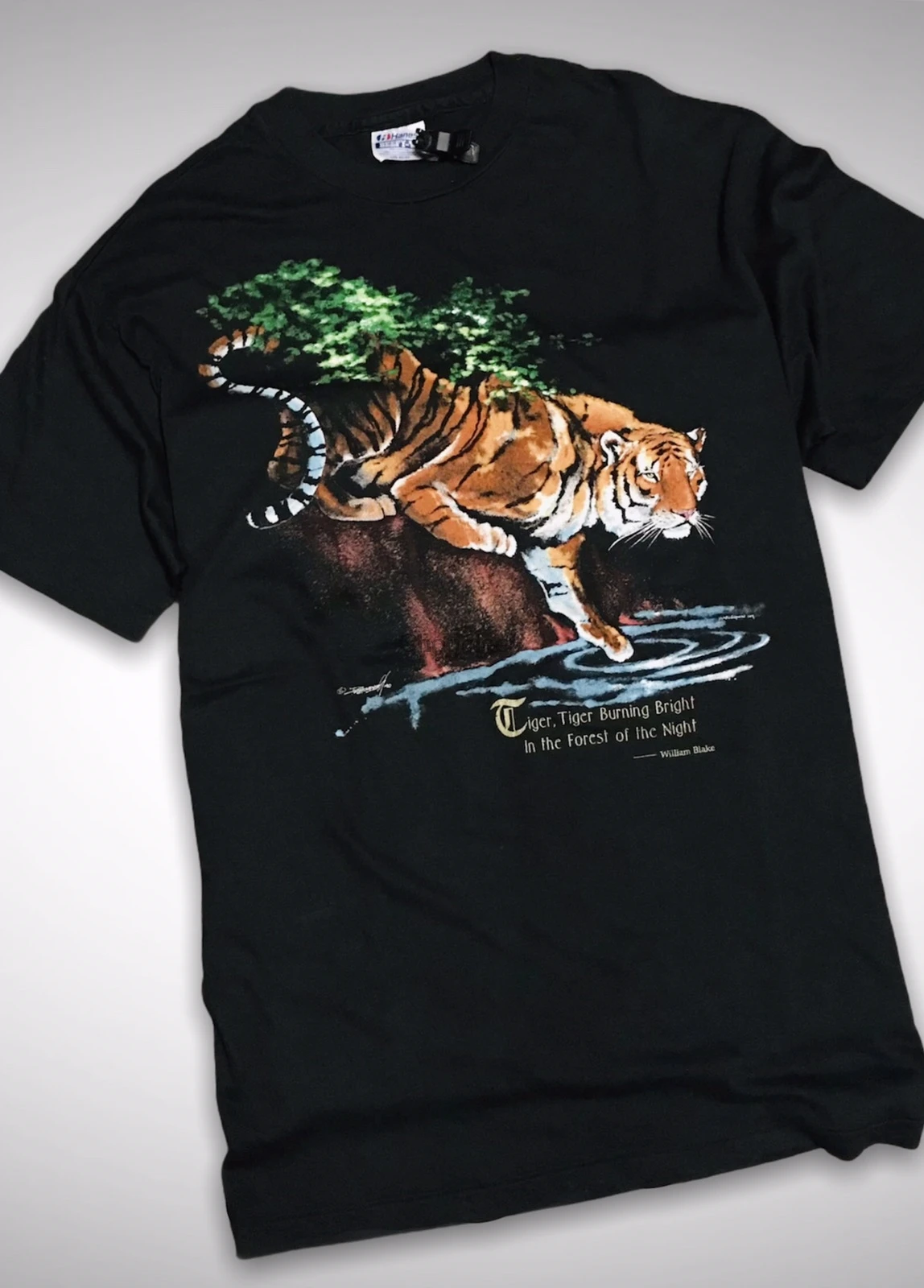 Винтажная дизайнерская рубашка Вильям Блейк с изображением стихов тигра |