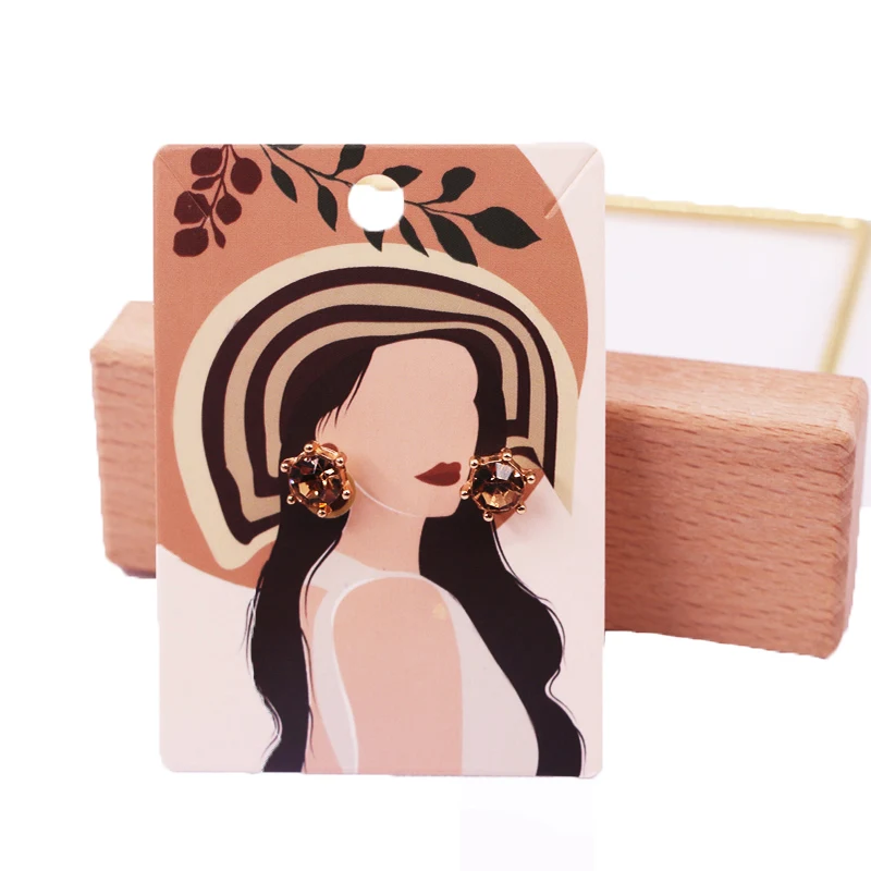 5x7cm Earring Card Jewelry Packaging Display Holder 50pcs Beauty Necklace Ear Paper Hanging Paperboard Tags Studs Earrings Cards