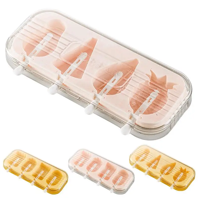 

Ice Pop Maker Ice Cream Mold 4 Cavity Ice Cube Mold Reusable Popsicle Molds Multifunction Ice Cream Maker Mold For Home Hotel
