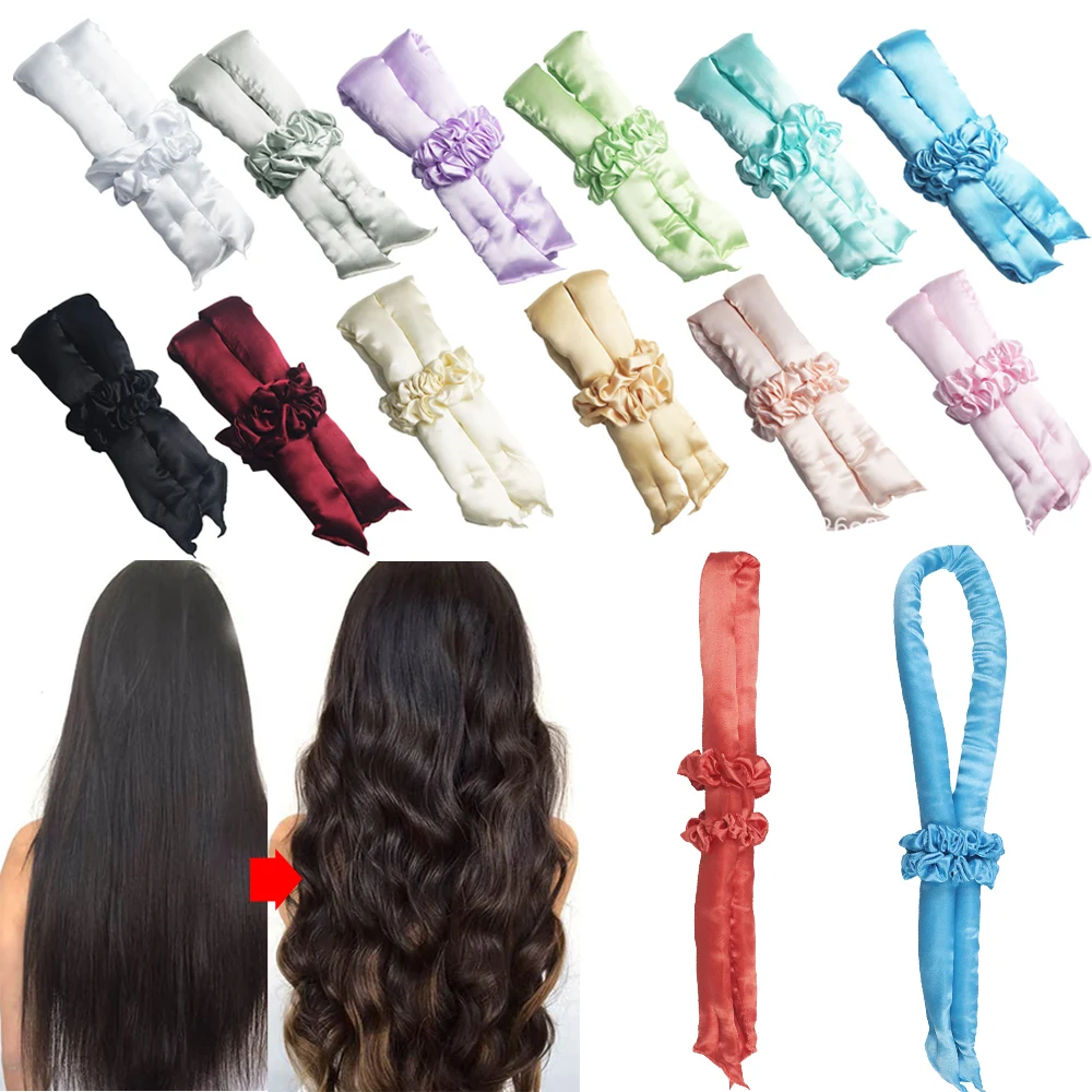 

Soft Hair Curlers Silk Heatless Curling Rod Headband Sleep Overnight Creates Curls Waves No Heat Ribbon Hair Rollers Satin Tool