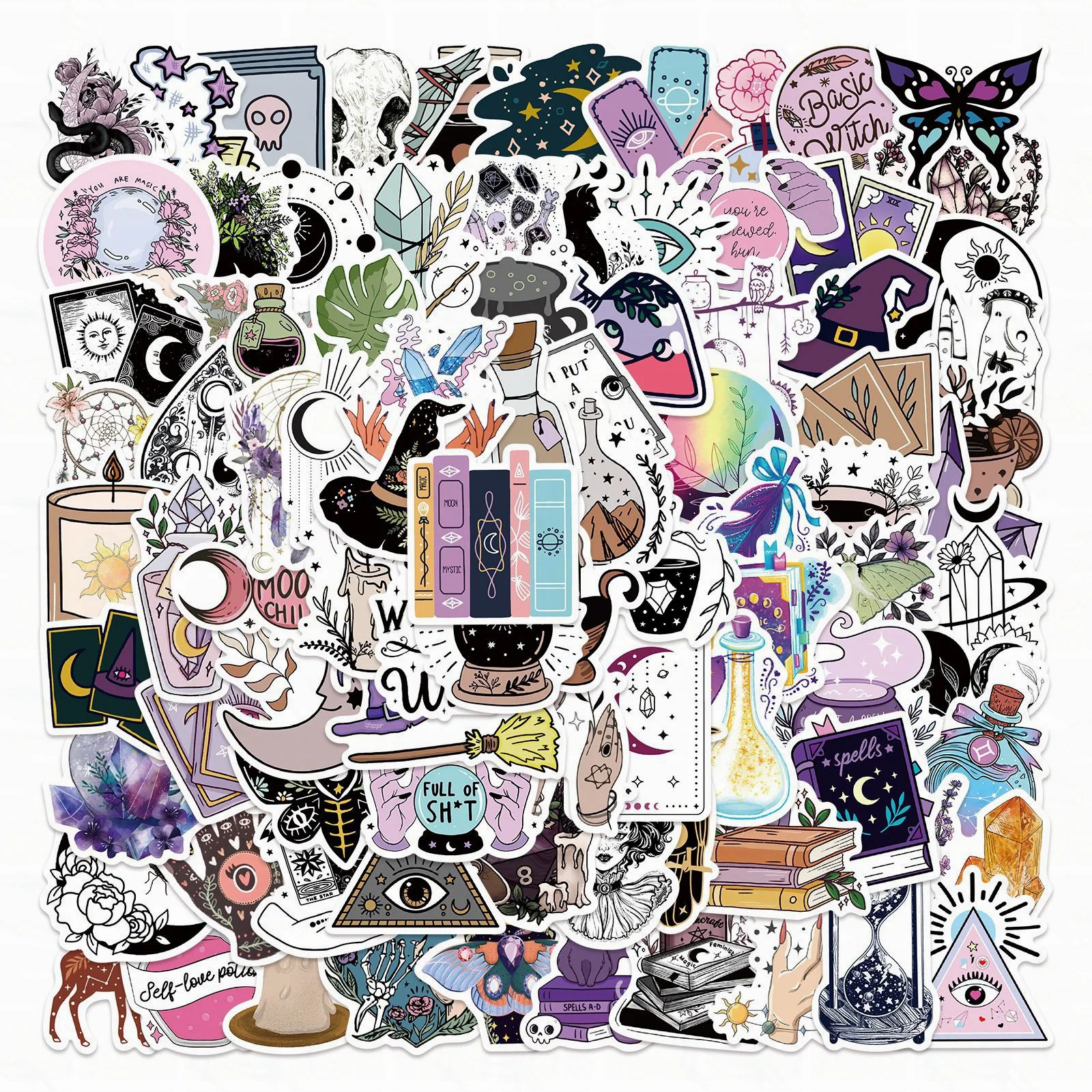 

20/50/100Pcs Bohemian Style Witch Sticker Trolley Case Notebook Car Scooter Clip Book Diy Waterproof Graffiti Sticker Sticker