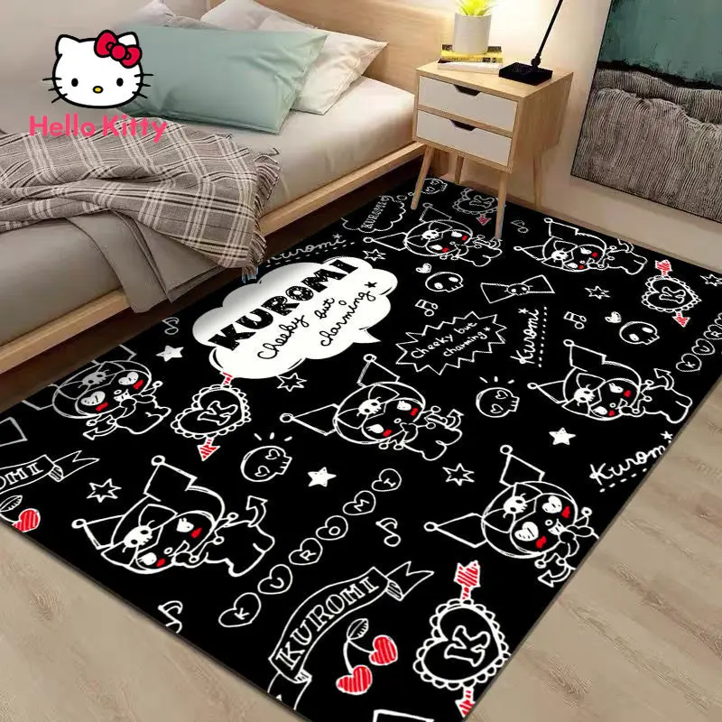 

Домашний ковер Hello Kitty Kuromi для спальни, милый мультяшный прикроватный коврик, одеяло для дивана, журнального столика, напольный коврик