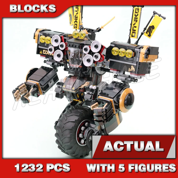

1232pcs Shinobi Cole’s Uni-wheel Quake Mech Shoulder Loudspeakers Soundwave 10800 Building Block Toys Compatible with Model