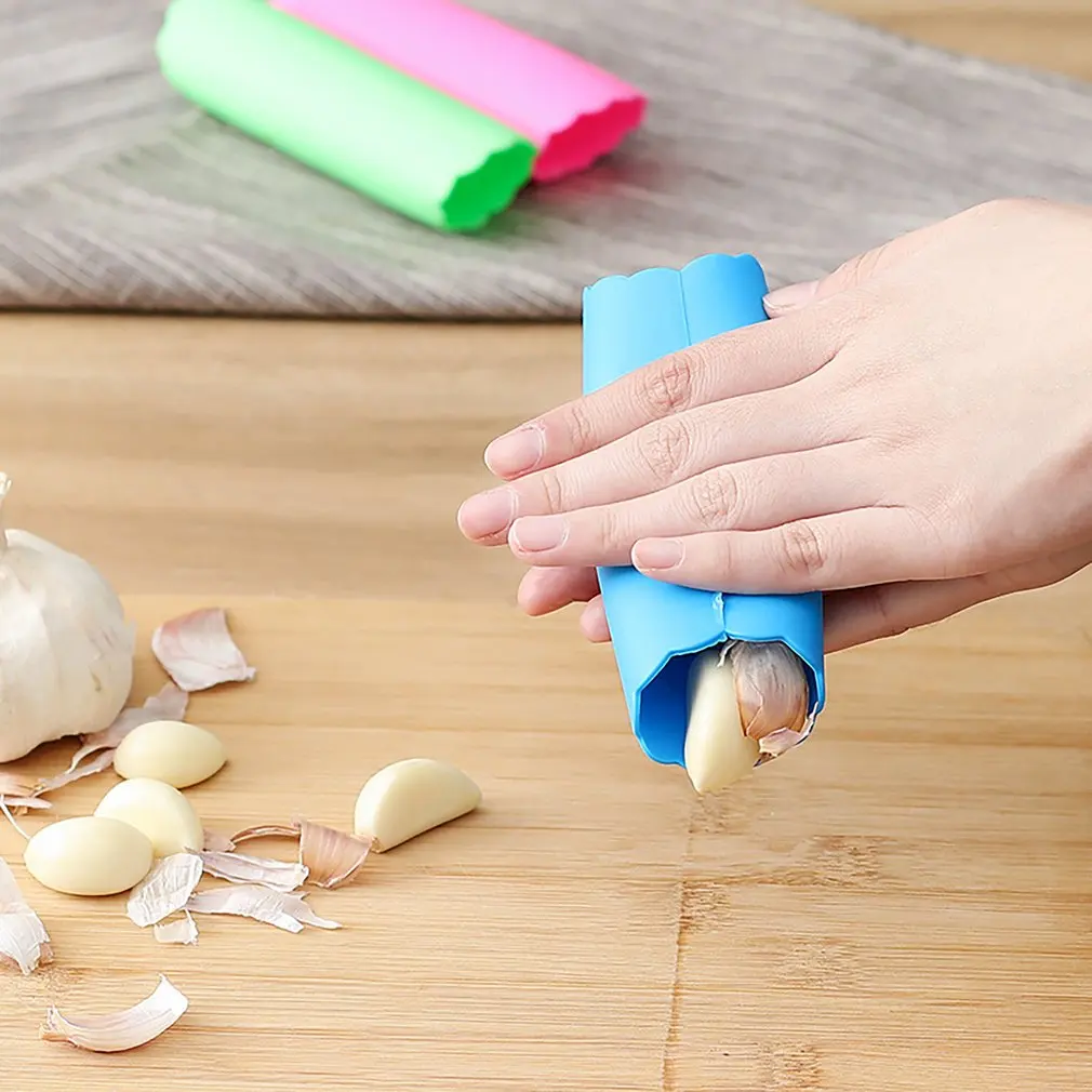 1pc Manual Garlic Peeler With Smooth Edge Silicone Peeling Tool Press Random Color |