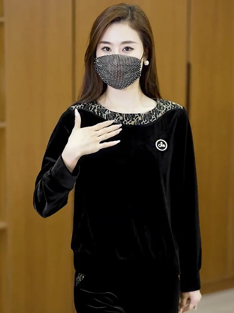 2024 весенне-осенний новый золотой бархатный комплект с вышивкой женские изящные