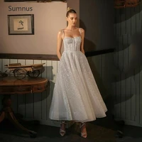 sumnus short sweetheart glitter prom dresses 2022 spaghetti straps sleeveless backless tea length party dresses robe de soir%c3%a9e