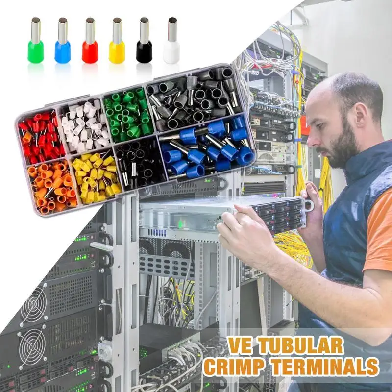 

Wire Ferrule Kit Electrical Block Cord VE Ferrule Terminal Kit Wire Connector Crimp Terminator Double Insulated Crimp Pin