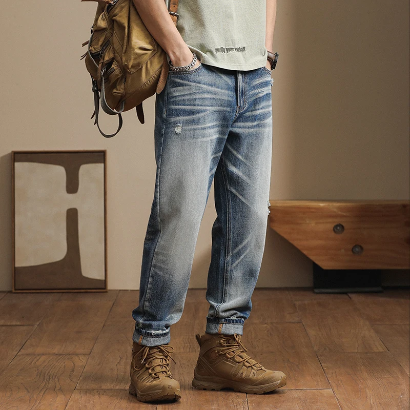 Японские Свободные и Модные шаровары повседневные универсальные модные джинсы в