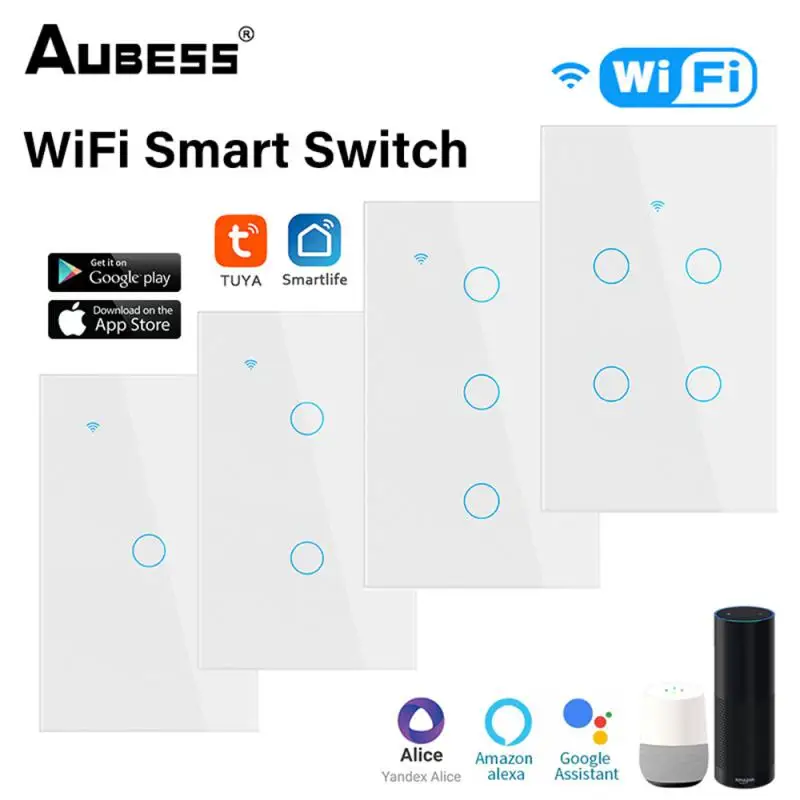 

Умный сенсорный выключатель с Wi-Fi, 1/2/3/4 клавиши, 120*72 мм