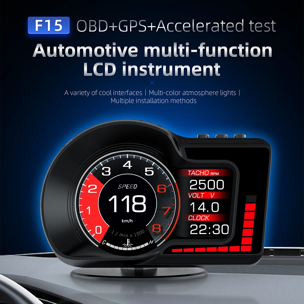 

1pcs Long Battery Time Head Up Display Accumulated Total Mileage Alarm Function Calculation Of Driving Time Driving Speed GPS
