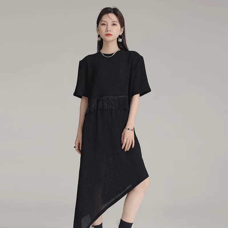 Женская трикотажная юбка асимметричного покроя модная дизайнерская летняя в