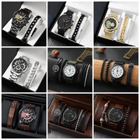 15 types business casual quartz watch for men bracelet set combination calendar sports alloy belt wristwatch relogio masculino