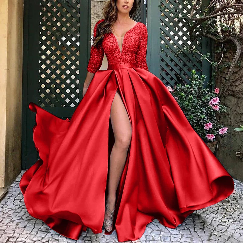 

Весна-лето 2023 женское кружевное пикантное платье с большим подолом со шлейфом банкетное вечернее платье