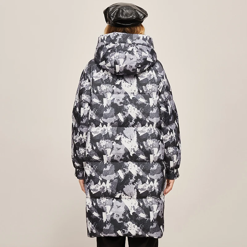 JAZZEVAR 2022 Mid-long Down Jacket Women Winter New Camouflage Thickened Loose Korean Version of The Extreme Cold Coat