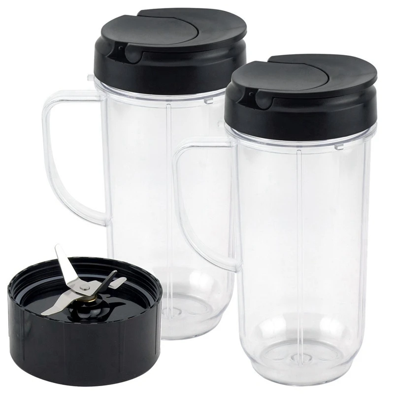 

22 Oz Tall Cup With Flip Top To-Go Lid And Cross Blade Replacement For 250W MB1001 Blenders
