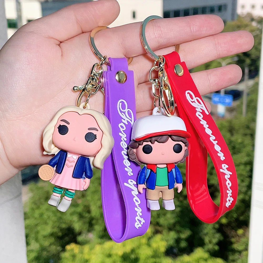 

Hot Tv Show S T Silicone Keychains Hellfire Club Cute Eleven Dustin Pendant Keyrings for Backpack Key Holder Accessories