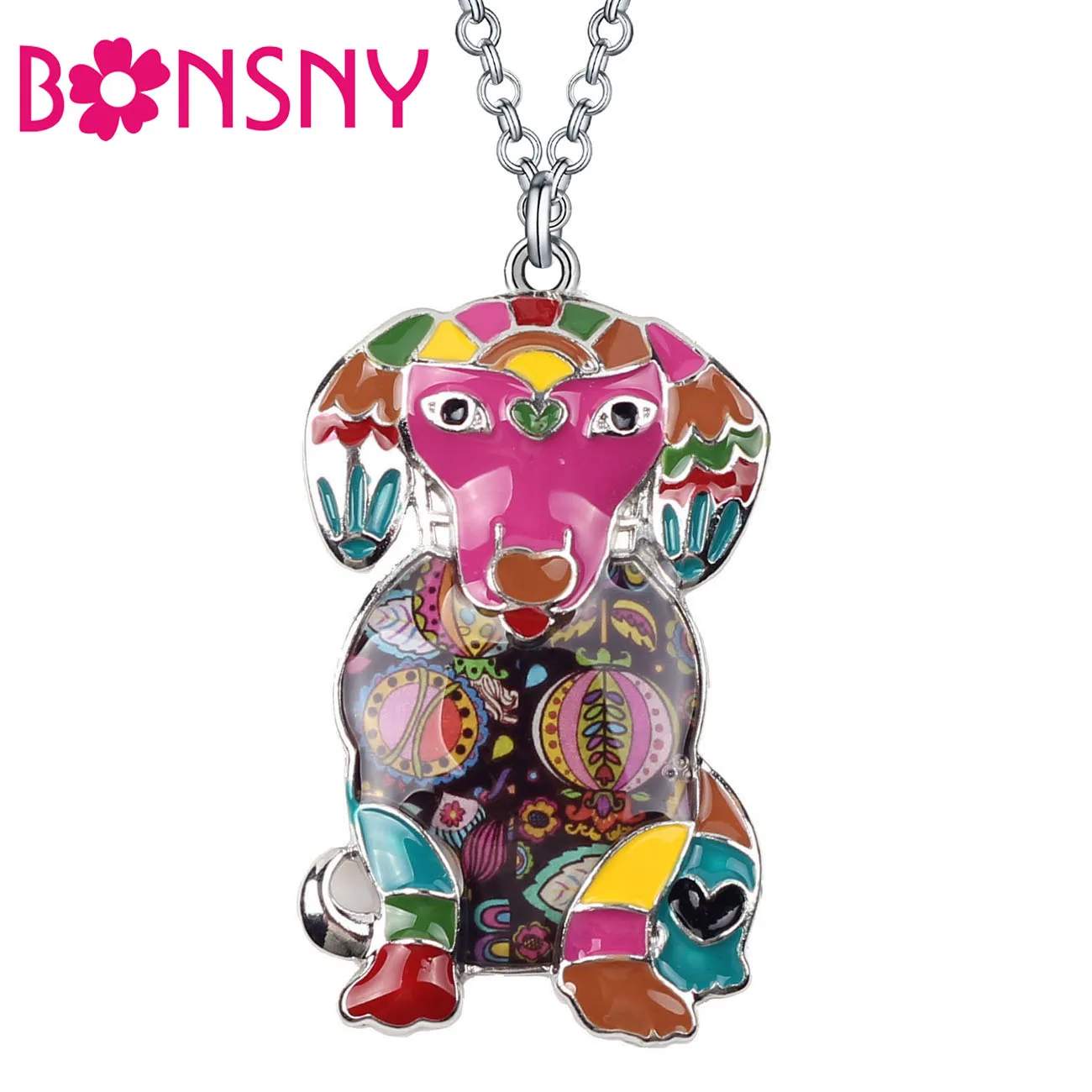 

Bonsny Enamel Alloy Labrador Dog Necklace Pendant Chain Choker Collar Novelty Animal Jewelry For Women Girls Pet Lovers Gift New