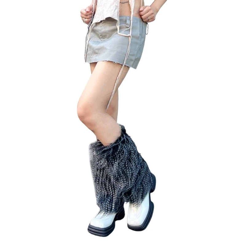 

Womens Faux Fur Leg Warmers Winter Furry Boot Cuffs Soft Warm Cover Fashion Costume Accessory 6" 8" 12" 16" Length 37JB