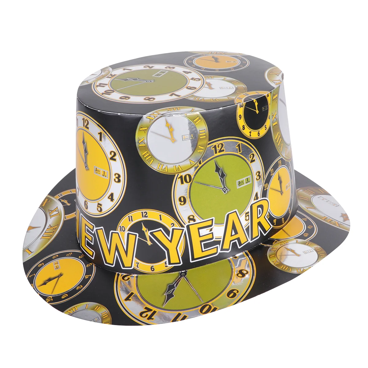 

5pcs Happy New Year Party Hats Paper Clock Pattern Funny Hat for 2021 New Years Eve Party Cotusme Favors Photo Props