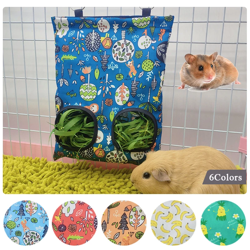 

Guinea Pigs 2 Holes 3 Holes Hay Feeding Bags Strawberry Printed Rabbit Hanging Feeder Chinchilla Food Organizer Cage Accessories