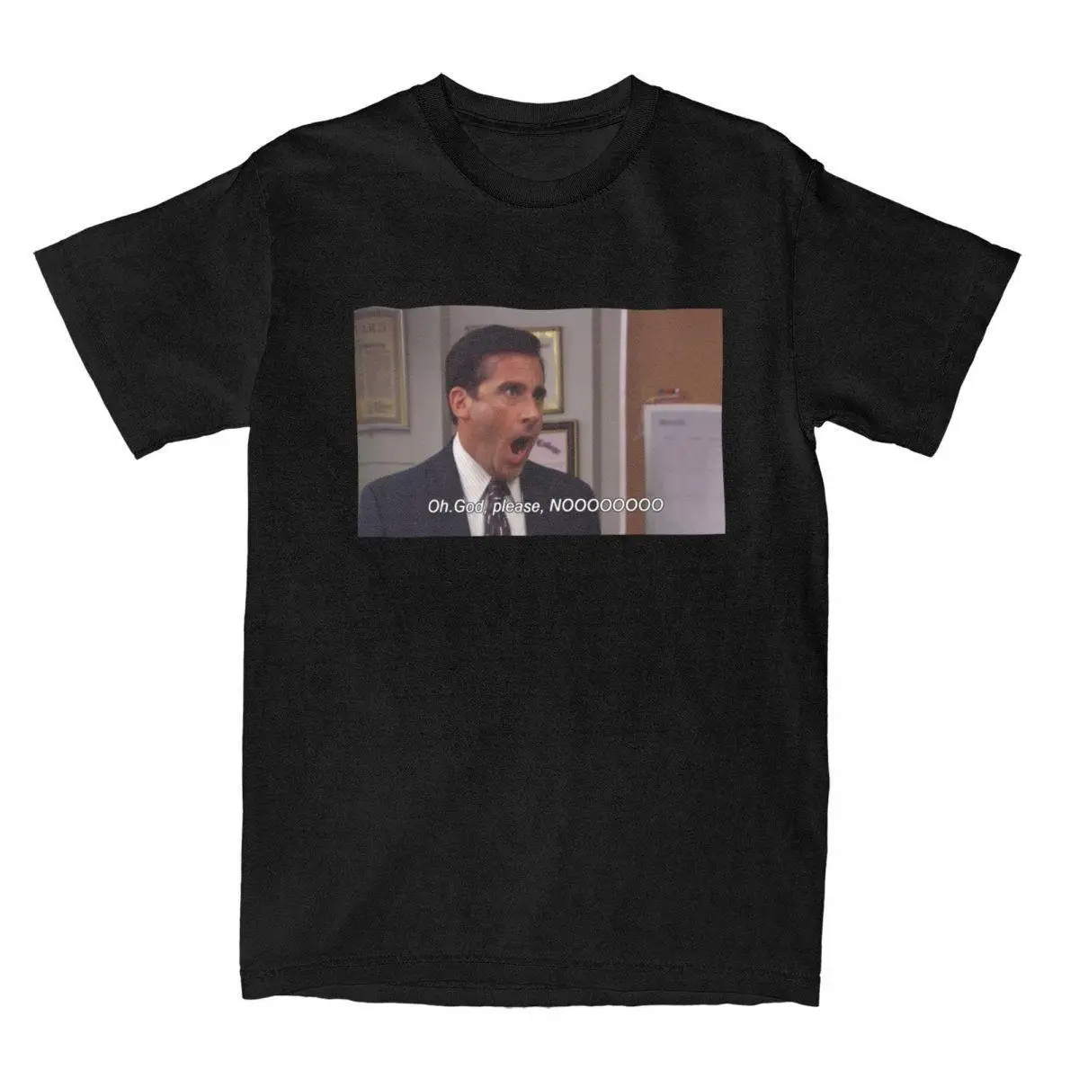

Men T-Shirts The Office Quote NO GOD PLEASE NO Vintage Cotton Tee Shirt Short Sleeve T Shirts Crew Neck Clothing Plus Size