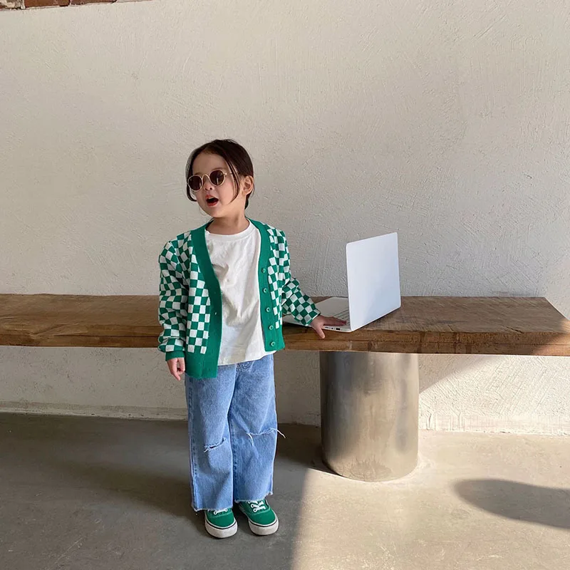 MILANCEL 2022 Spring New Kids Clothes Loose Girls Ripped Jeans Solid Girls Pants Denim Girls Pants