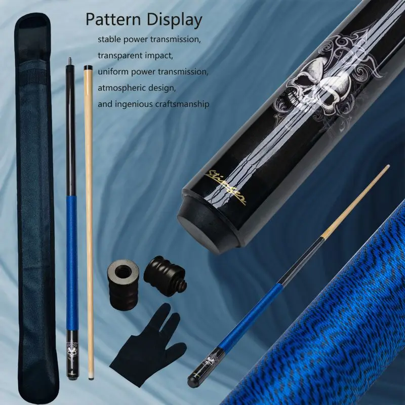 Бильярдный Кий дизайн черепа для Хэллоуина-многослойный наконечник с синей