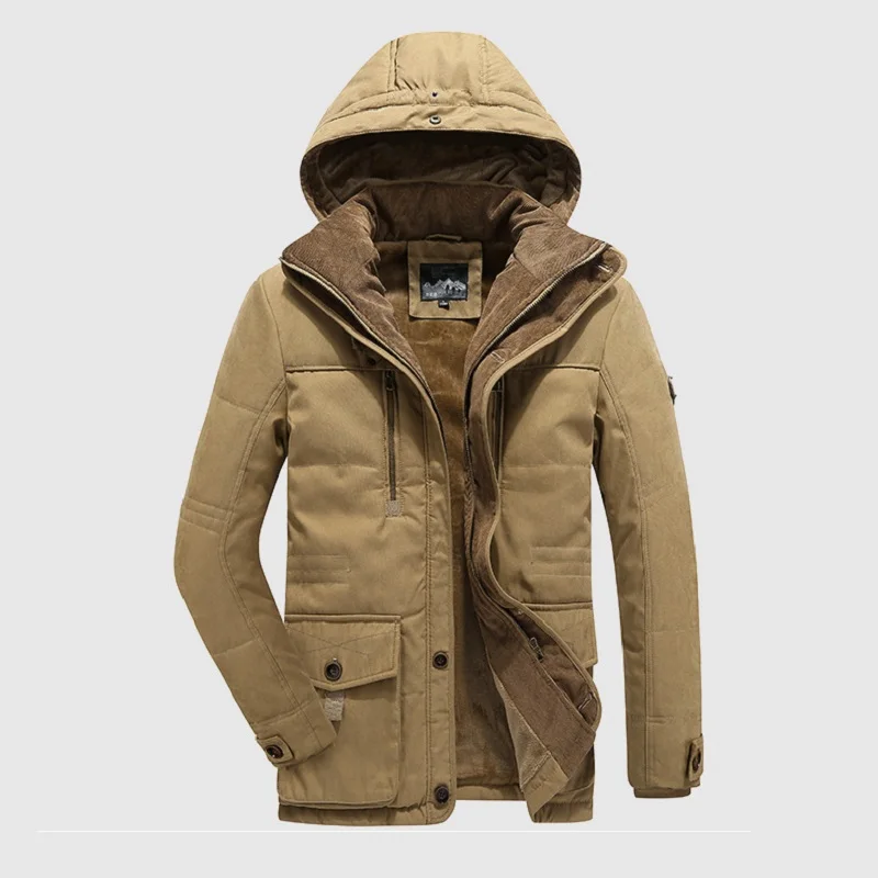 Outdoor Plus Velvet Thick Cold-proof Warm Cotton-padded Jacket for Men's Trend Casual Oversized Padded Jacket Winter Coat