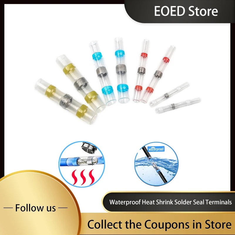 

Solder Seal Wire Connectors Waterproof Heat Shrink Soldering Sleeve Splice Butt Electrical Copper Solder Seal Self Terminals